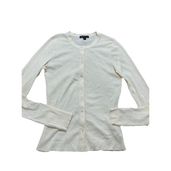 JAMES PERSE - STRETCH LINEN RIBBED CARDIGAN - Size 3/L - Picture 2 of 8